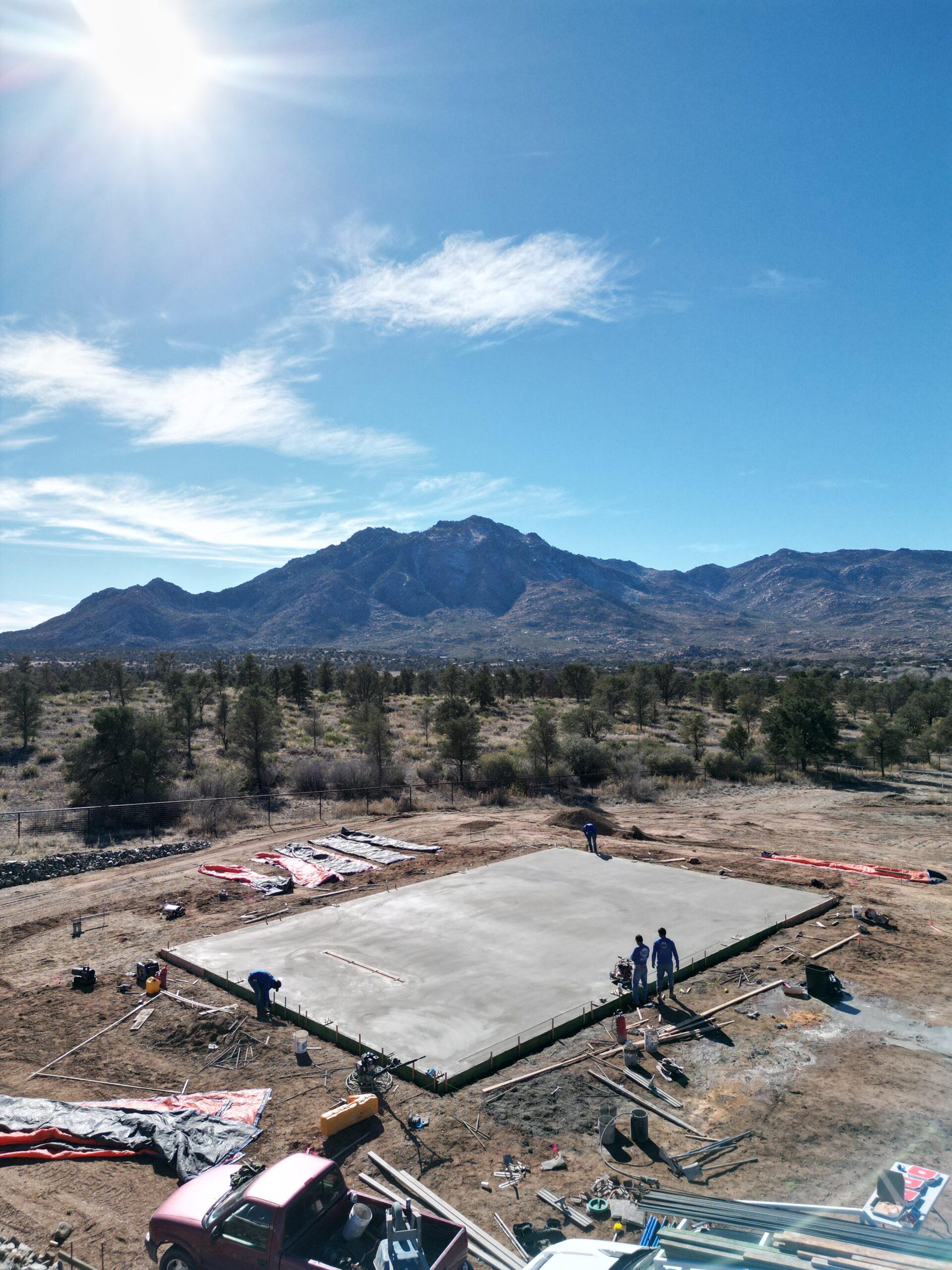 Aerial view concrete project Prescott AZ